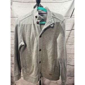 Ted Baker London Mens Grey Button Cardigan Jacket Herringbone Trim Size 4 Large